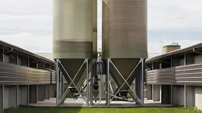 Silos zwischen Hallen