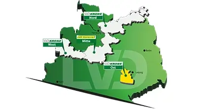 Abbildung der LVD Krone Standorte auf einer Karte